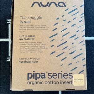 Nuna Pipa Series Baby Essentials Black Organic Cotton Insert